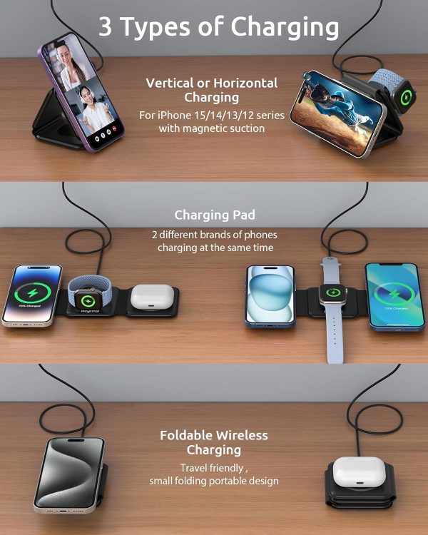 3 In 1 Foldable Wireless Charger Fast Magnetic Travel Wireless Charging Pad