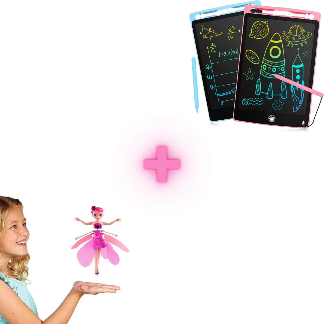 Magical Flying Fairy Doll,hand Sensor Control / Sky Dancers Flying Toy + Multi Color 8.5inch Writing Tablet Kids