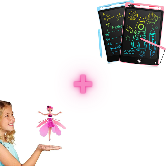 Magical Flying Fairy Doll,hand Sensor Control / Sky Dancers Flying Toy + Multi Color 8.5inch Writing Tablet Kids