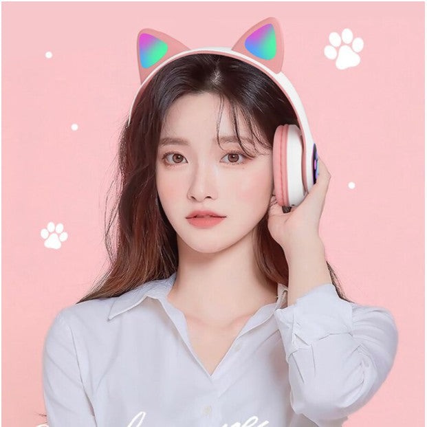 Stn-28 Cute Cat Wireless Bluetooth Headphone Led Light