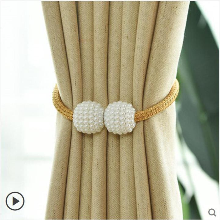 curtain tiebacks | Curtain Tiebacks Curtain Buckle Draperies Pearl Magnetic Rope Braided Straps Ball