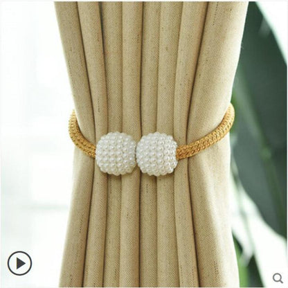 curtain tiebacks | Curtain Tiebacks Curtain Buckle Draperies Pearl Magnetic Rope Braided Straps Ball