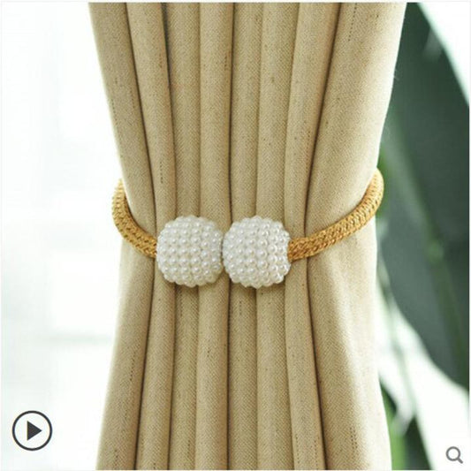 curtain tiebacks | Curtain Tiebacks Curtain Buckle Draperies Pearl Magnetic Rope Braided Straps Ball