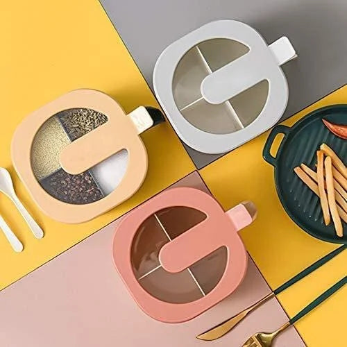 4 In 1 Partition Kitchen Seasoning Spice Box with Spoons