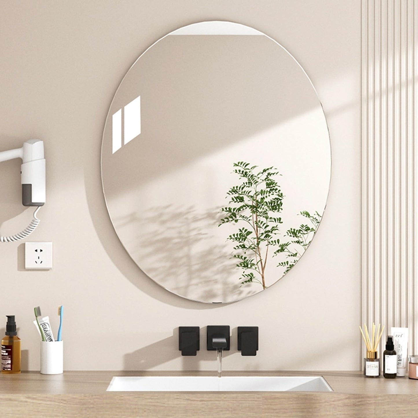 Self Adhesive Acrylic Non Glass Mirror Wall Sticker Oval Shape