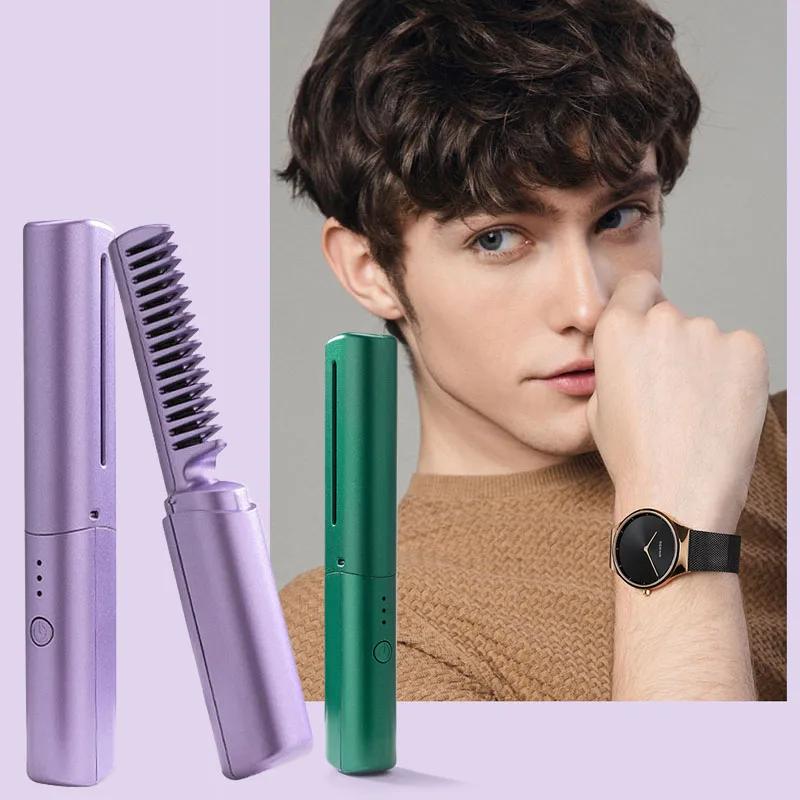 2-in-1 Hair Styling Brush, Straightener, Curler Comb