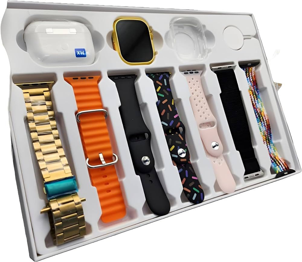 I20 Ultra Max Suit Smart Watch 10 In 1 Box 2.3inch Large Screen With 7 Straps Smartwatch With Airpords Gen 2