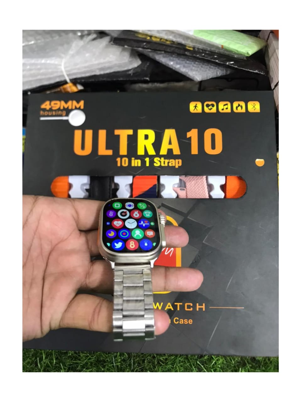 Ultra 10 Smart Watch | 10 In 1 Straps+jelly Case | Bt Calling | Super Hd Display 49mm | Multi Color Straps & Wireless Charging