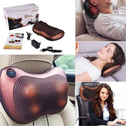 Head Neck Body Massage Pillow Heating Kneading Home Car Dual Use Body Cervical Lumbar Waist Leg Pain Relief Massager Health Care