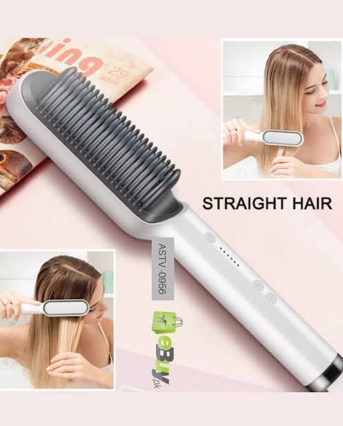 2-in-1 Hair Straightener Iron Brush Straight Hair Comb Curling Professional Styling Brush For Women