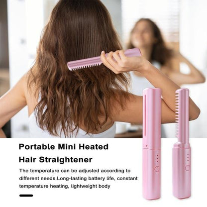 2-in-1 Hair Styling Brush, Straightener, Curler Comb