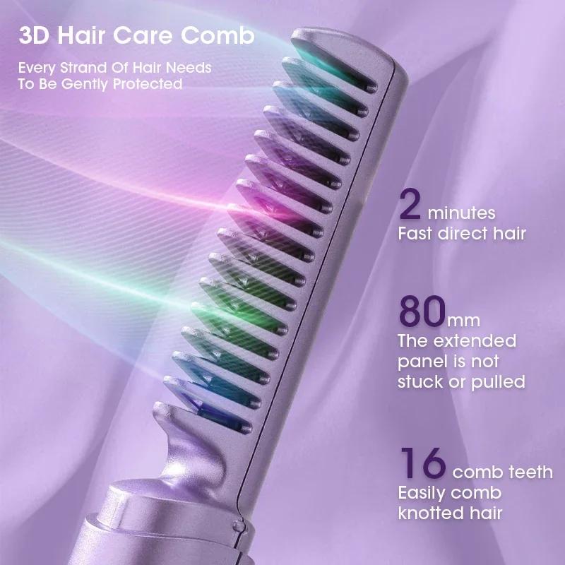 2-in-1 Hair Styling Brush, Straightener, Curler Comb