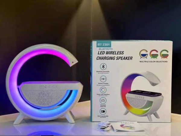 G Shaped Rgb Light Table Lamp With Wireless Charger Bluetooth Speaker With Wireless Charging Bt2301