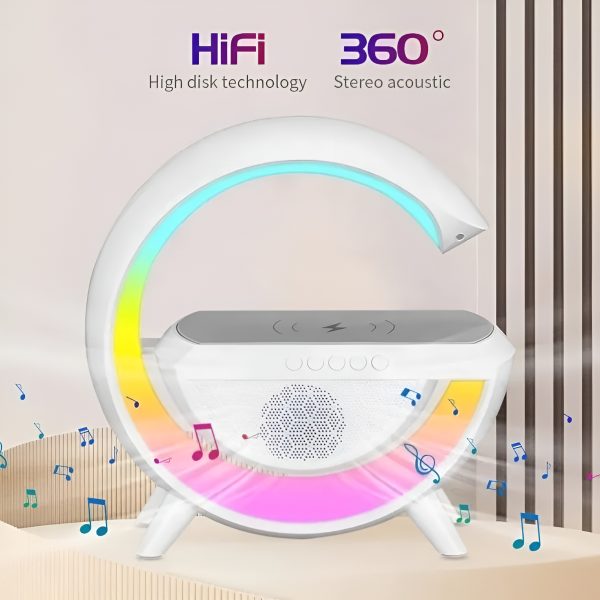 G Shaped Rgb Light Table Lamp With Wireless Charger Bluetooth Speaker With Wireless Charging Bt2301