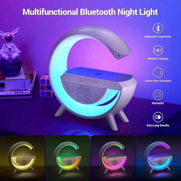 G Shaped Rgb Light Table Lamp With Wireless Charger Bluetooth Speaker With Wireless Charging Bt2301