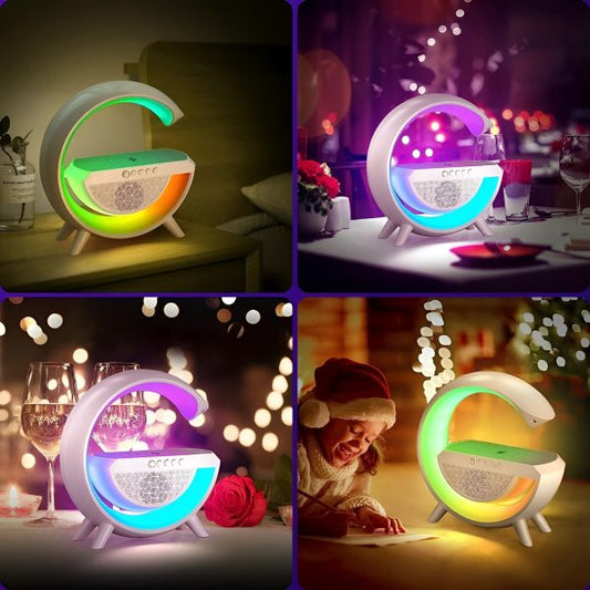 G Shaped Rgb Light Table Lamp With Wireless Charger Bluetooth Speaker With Wireless Charging Bt2301