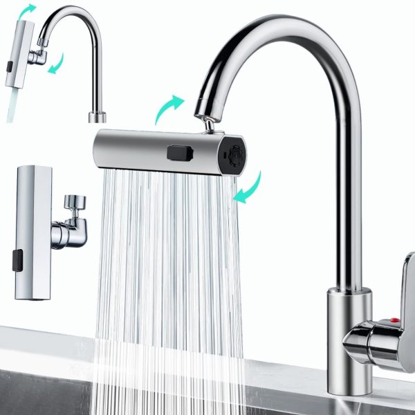 Multifunctional Kitchen Sink Waterfall Faucet He Faucet Shower 3 Water Flow Effect Modes, Bathroom Basin Tap