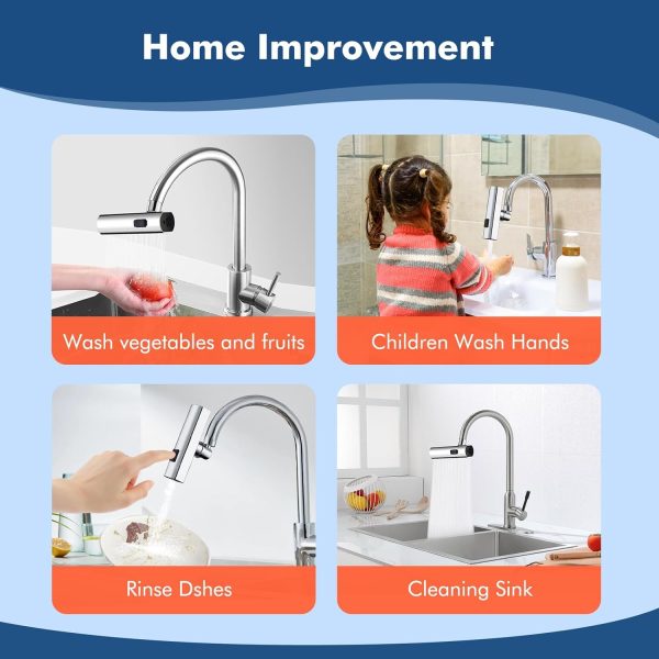 Multifunctional Kitchen Sink Waterfall Faucet He Faucet Shower 3 Water Flow Effect Modes, Bathroom Basin Tap