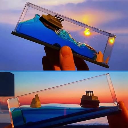 Titanic Cruise Ship & Iceberg Fluid Liquid Wave Decoration For Car Dashboard, Living Room, Office | Satisfying Mind Calming | Smooth Movement